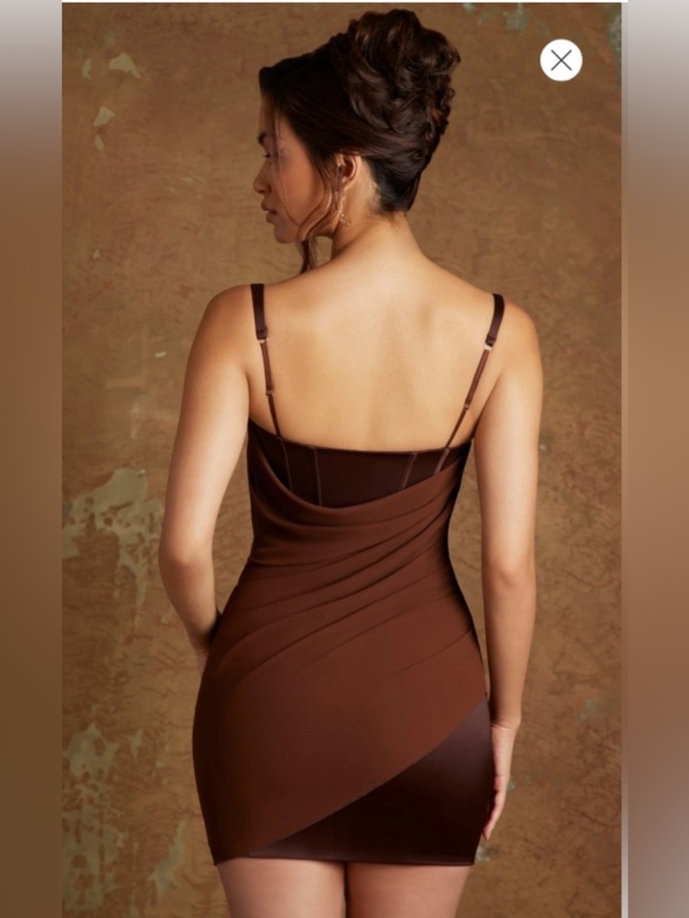 Oh Polly Lunara Draped Corset Mini Dress in Chocolate Brown Size 6 - Picture 2 of 12